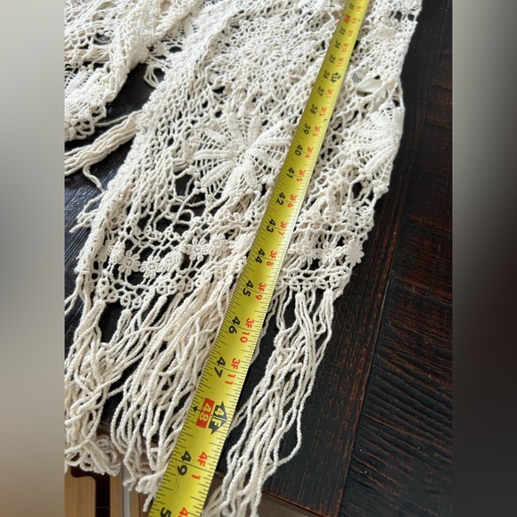 Ultra Pink Floral Crochet Lace Longline Vest Ivory Boho Festival Hippie Sz M - Picture 7 of 7